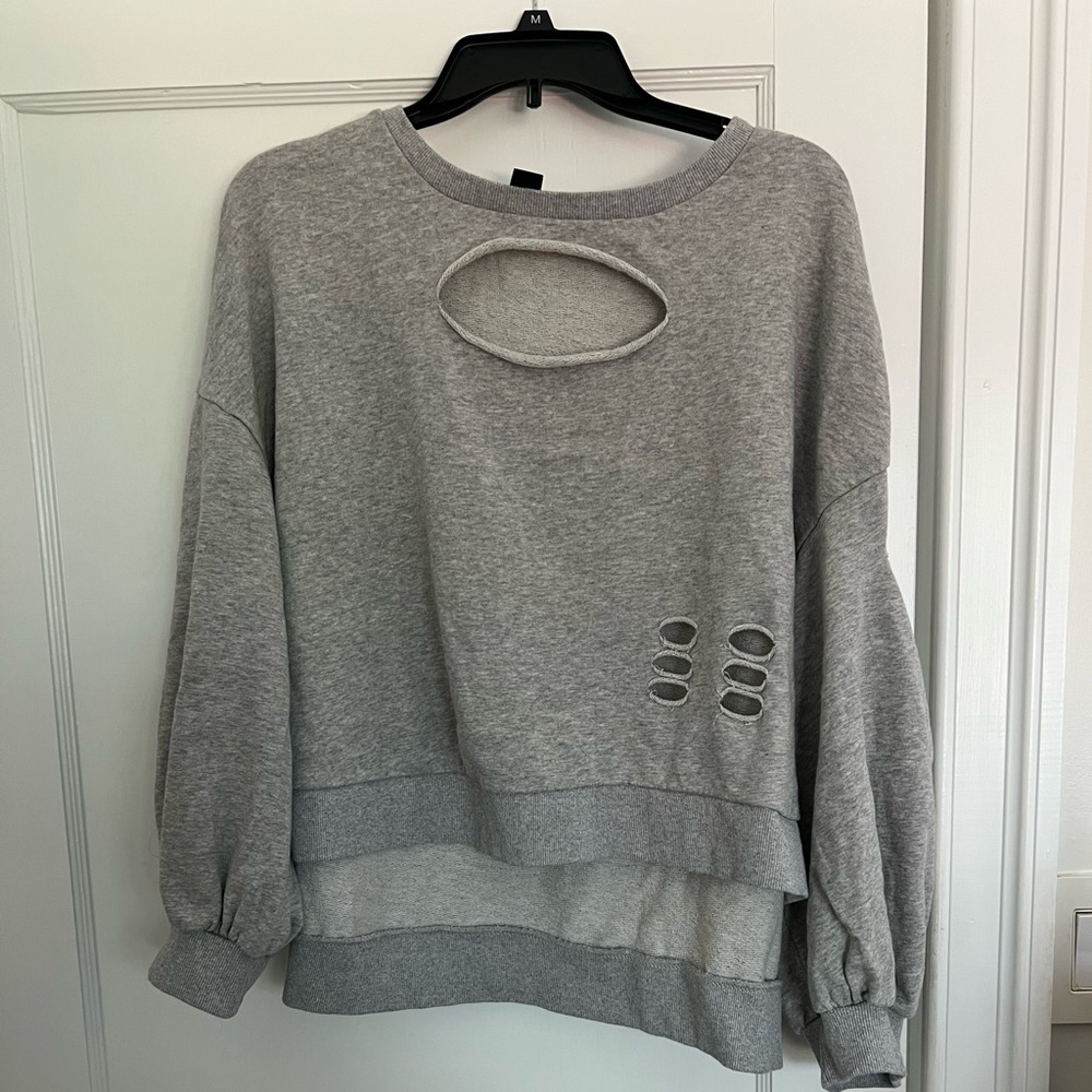 Distressed Cropped Crew Neck